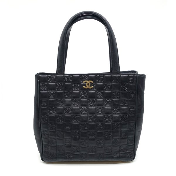 s2406 06 504192sz Chanel Icon Line Tote Bag Lambskin Coco Mark Black