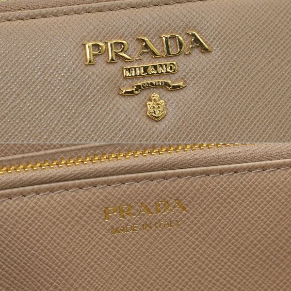 s340522 15 09 Prada Saffiano Zip Around Wallet Cypria Pink Beige