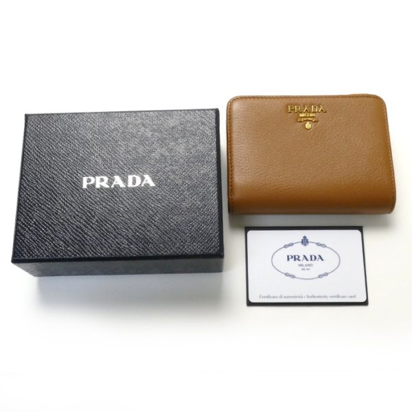 sb23 0630 14 7 Prada Vitello Compact Bifold Wallet Brown