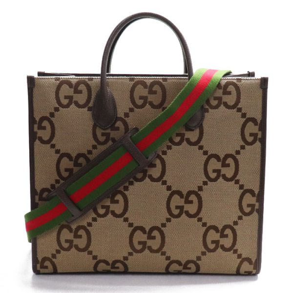 sb23 0714 34 715 Gucci Jumbo GG Tote Bag 2Way Camel Ebony