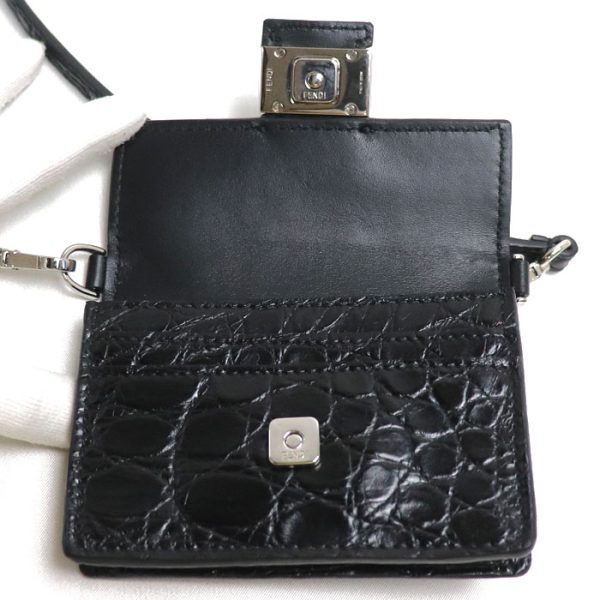 sb23 0818 25 821 Fendi Micro Flat Baguette Shoulder Bag Black