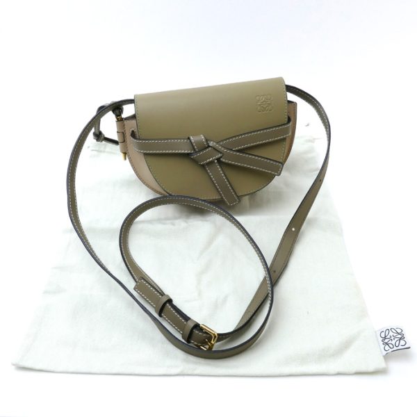 sb23 1013 18 6 Loewe Gate Dual Mini Shoulder Bag Green Beige