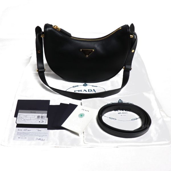 sb23 1208 34 1215 Prada Arke Shoulder Bag Black