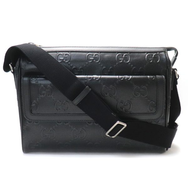 sb24 0126 25 1 Gucci GG Embossed Messenger Shoulder Bag Black