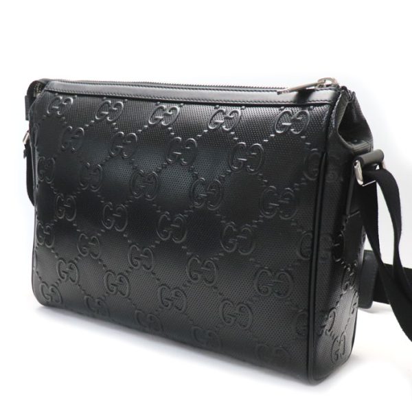 sb24 0126 25 2 Gucci GG Embossed Messenger Shoulder Bag Black