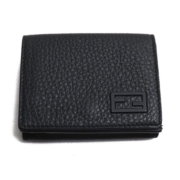 sb24 0209 41 210 Fendi FF Logo Trifold Wallet Black