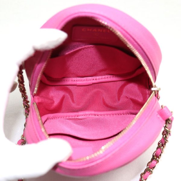 sb24 0209 50 212 Chanel Matelasse Round Chain Shoulder Bag Pink Caviar Skin