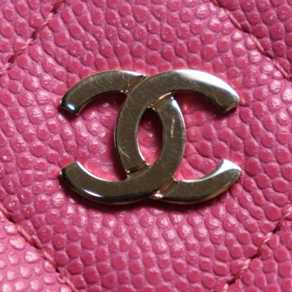 sb24 0209 50 215 Chanel Matelasse Round Chain Shoulder Bag Pink Caviar Skin