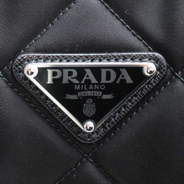 sb24 0315 31 322 Prada Tessuto Impuntu Chain Shoulder Bag Black