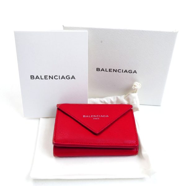 sb24 0405 23 8 Balenciaga Paper Mini Trifold Wallet Red