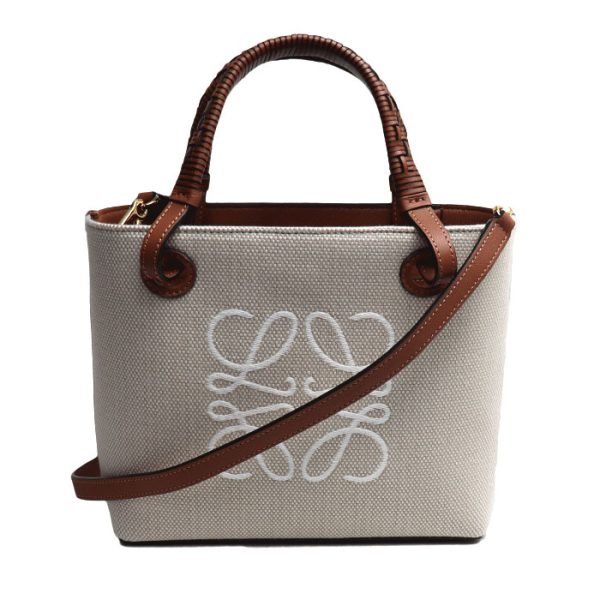 sb24 0405 26 406 Loewe Anagram Tote Bag Mini 2Way Ecru Tan