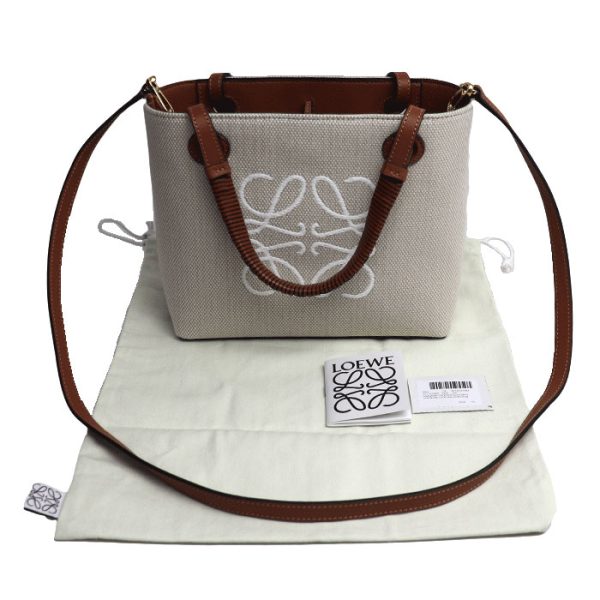 sb24 0405 26 412 Loewe Anagram Tote Bag Mini 2Way Ecru Tan