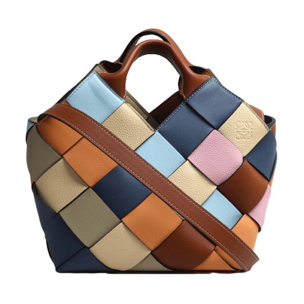 sb24 0405 27 406 Loewe Woven Basket Bag Small 2Way Shoulder Bag Multicolor