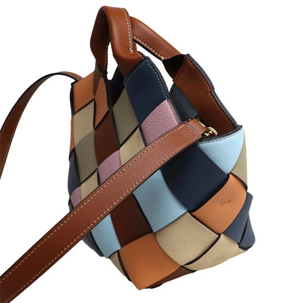 sb24 0405 27 407 Loewe Woven Basket Bag Small 2Way Shoulder Bag Multicolor