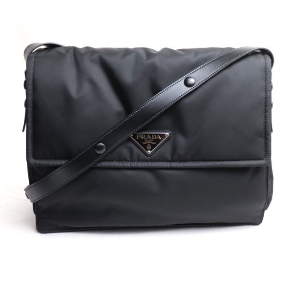 sb24 0426 17 427 Prada Re Nylon Large Padded Shoulder Bag Black