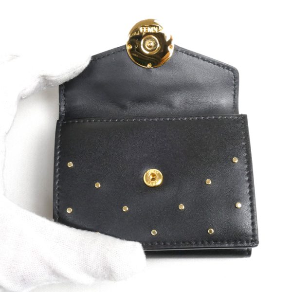 sb24 0426 9 3 Fendi Fs Compact Wallet Trifold Wallet Black Studs