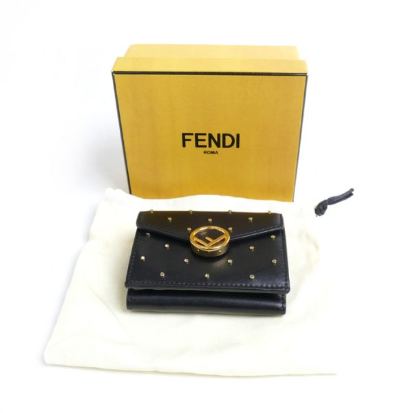 sb24 0426 9 8 Fendi Fs Compact Wallet Trifold Wallet Black Studs