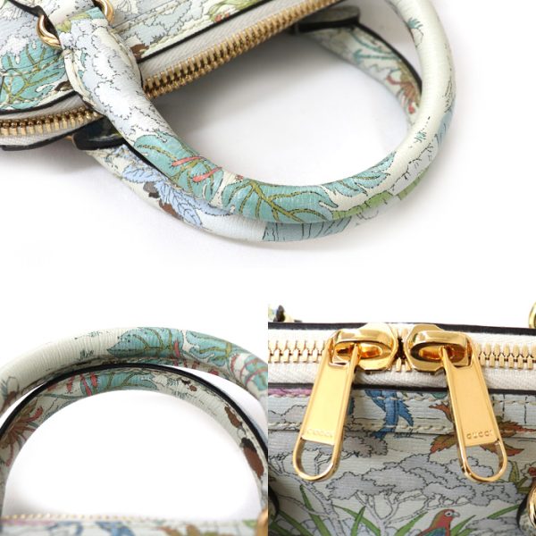 sb24 0503 27 5 Gucci Horsebit 1955 Tiger 2Way Shoulder Bag White Multicolor