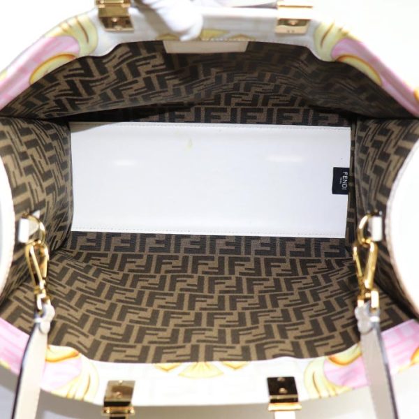 sb24 0524 14 527 Fendi x Versace Fender Che Sunshine Medium Shopper 2Way Shoulder Bag Pink White