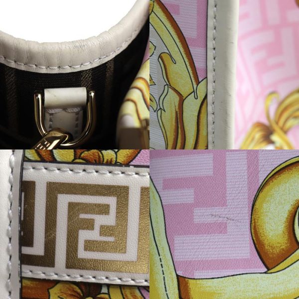 sb24 0524 14 532 Fendi x Versace Fender Che Sunshine Medium Shopper 2Way Shoulder Bag Pink White