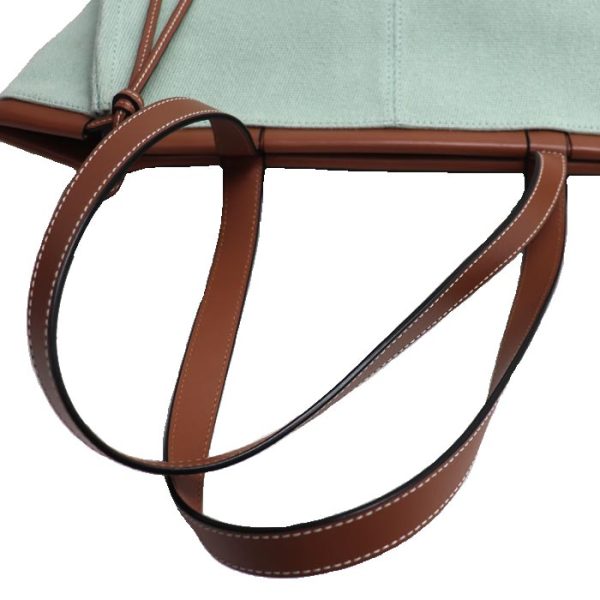 sb24 0607 31 611 Loewe Cushion Canvas Tote Bag Green Brown