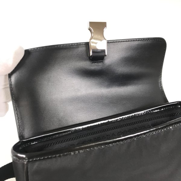 ssh 2105015413406 14 Prada Nylon Shoulder Bag Nylon Leather Black