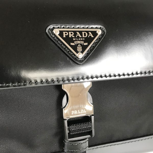 ssh 2105015413406 7 Prada Nylon Shoulder Bag Nylon Leather Black