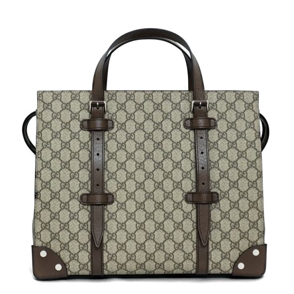 sw23 0325 01 Gucci Bag GG Supreme Detailed Tote Bag Brown