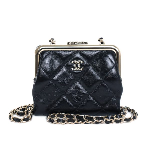 sw23 0802 01 Chanel Mini Chain Wallet Black