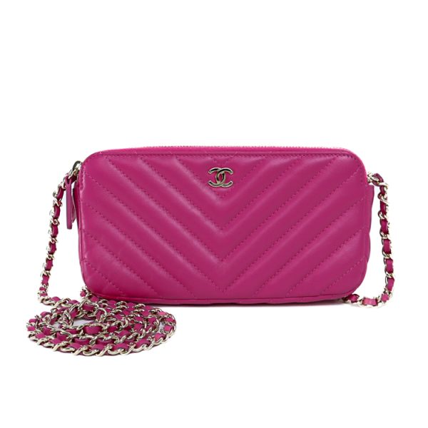 sw23 0804 01 Chanel Chain Wallet Pink