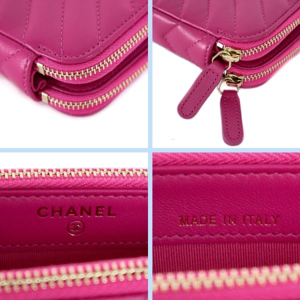 sw23 0804 07 Chanel Chain Wallet Pink