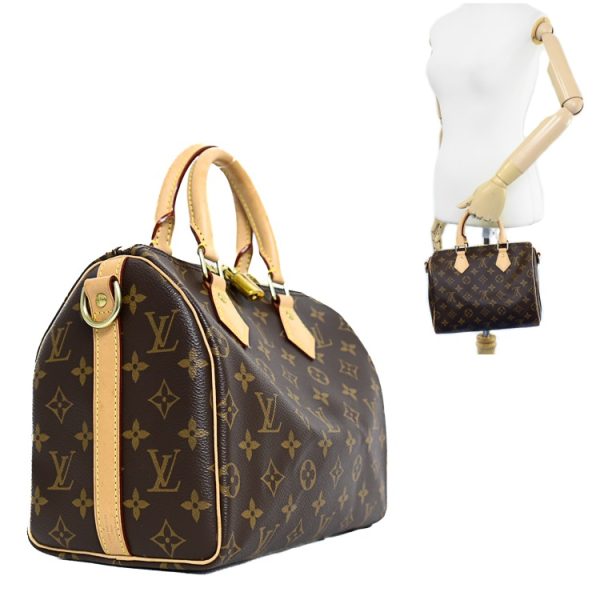 sw24 0003 03 Louis Vuitton Speedy Bandouliere Handbag Canvas Brown