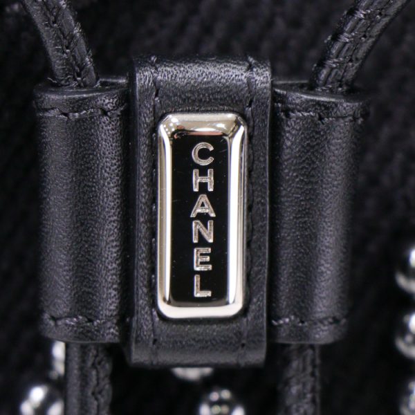 sw24 0169 07 Chanel Deauville Drawstring Shoulder Bag Black