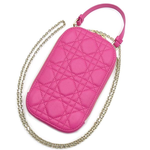 t yj06197 1 Christian Dior Cannage Phone Holder Bag Pink