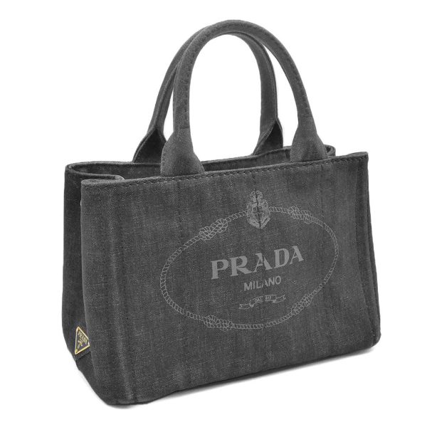 t yjp05667 1 Prada Logo 2WAY Tote Shoulder Bag Black