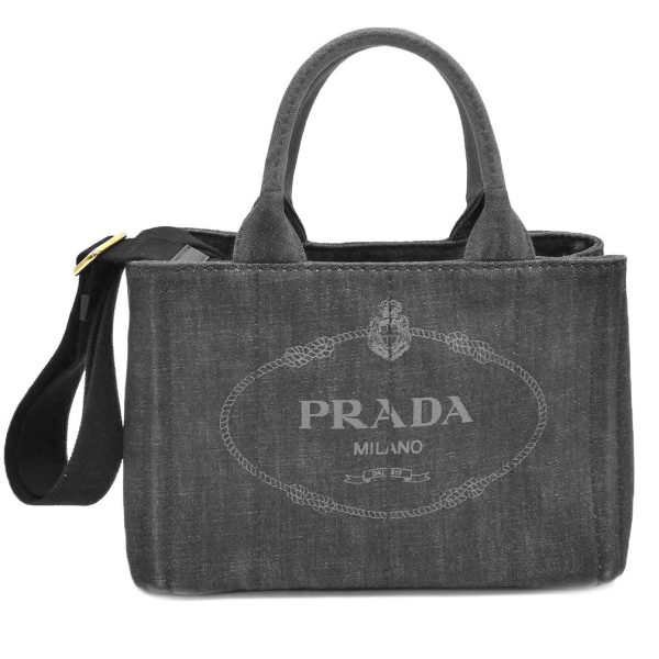 t yjp05667 Prada Logo 2WAY Tote Shoulder Bag Black