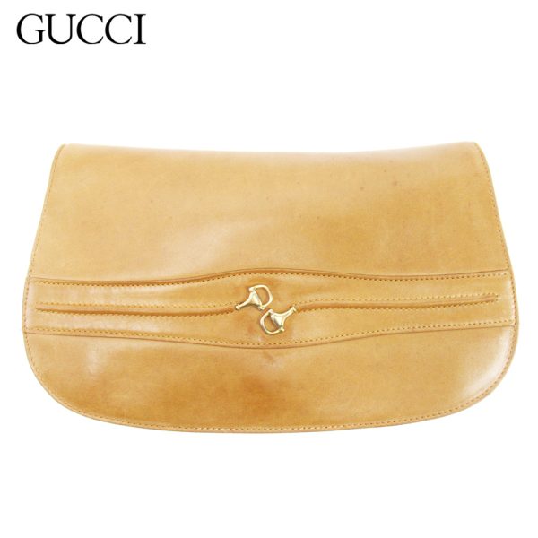 t10129 Gucci Clutch Bag Horsebit Leather Beige