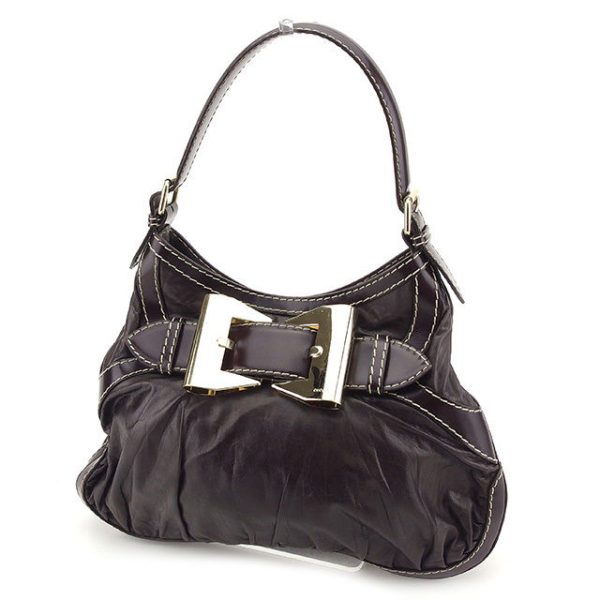 t1768 Gucci Queen Hobo Shoulder Bag Dark Brown Gold Leather