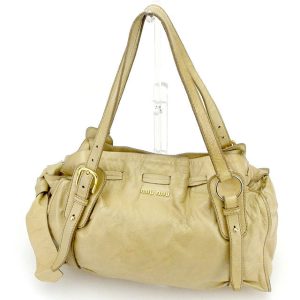 t1879 Miu Miu Shoulder Bag Leather Beige