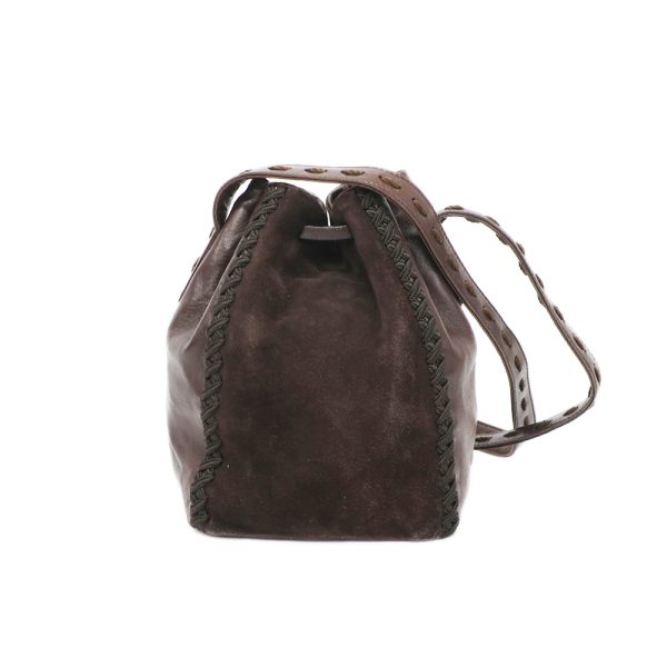 t2402 06 000509cs 01 Prada Shoulder Bag Drawstring Leather Tassel Fringe One Shoulder Suede Brown