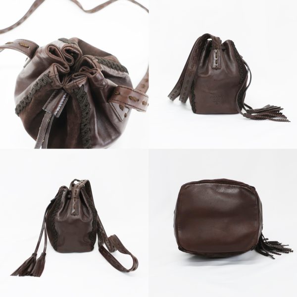 t2402 06 000509cs 02 Prada Shoulder Bag Drawstring Leather Tassel Fringe One Shoulder Suede Brown