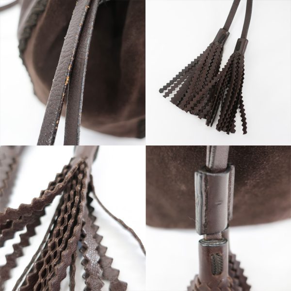 t2402 06 000509cs 05 Prada Shoulder Bag Drawstring Leather Tassel Fringe One Shoulder Suede Brown