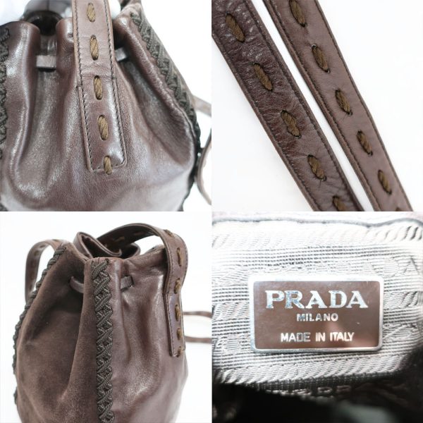 t2402 06 000509cs 07 Prada Shoulder Bag Drawstring Leather Tassel Fringe One Shoulder Suede Brown