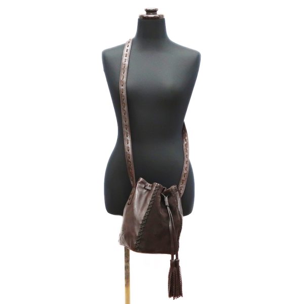 t2402 06 000509cs 08 Prada Shoulder Bag Drawstring Leather Tassel Fringe One Shoulder Suede Brown