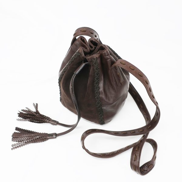 t2402 06 000509cs 09 Prada Shoulder Bag Drawstring Leather Tassel Fringe One Shoulder Suede Brown