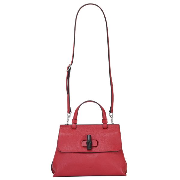 t351116 01 05 Gucci Bamboo Daily Top Handle Shoulder Bag Red