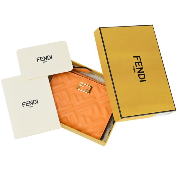 t360420 01 20 Fendi Baguette FF Embossed Medium Wallet Orange