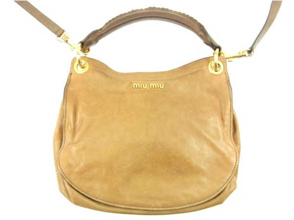 t4618 1 Miu Miu Shoulder Bag Leather Brown