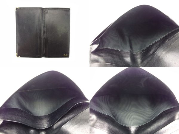 t4855 5 Celine Long Billfold Wallet Black Leather