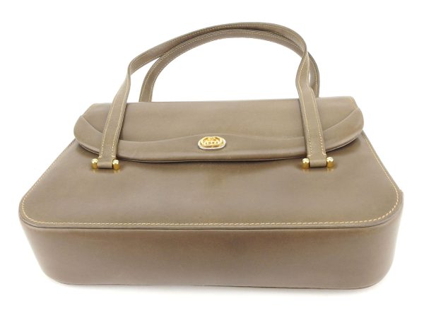 t8715 2 Gucci Handbag Leather Double G Brown Gold Silver